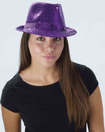 Sequin Fedora Hat -Purple
