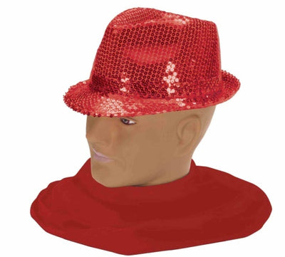 Sequin Fedora Hat -Red