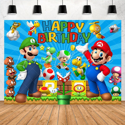 Backdrop Super Character Video Game Happy Birthday