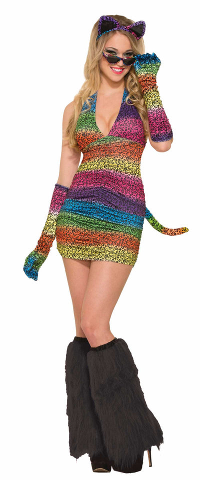 Rainbow Leopard Long Gloves