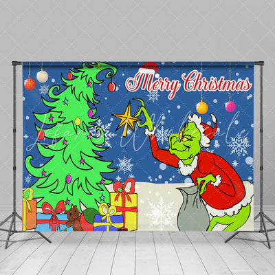 Grinch Winter Tree Christmas Backdrop