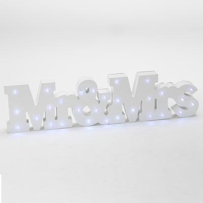 Mr & Mrs - LED Letra Madera Blanca