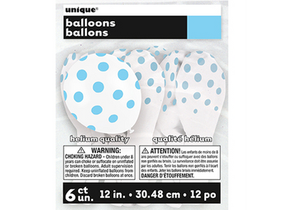 Globo Latex Blanco Lunares Azul Claro