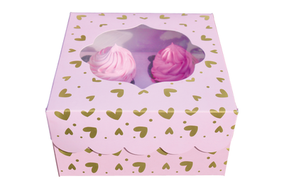 CAJA CUPCAKE EMPACADA CORAZONES/ HEARTS DORADOS x 1ud