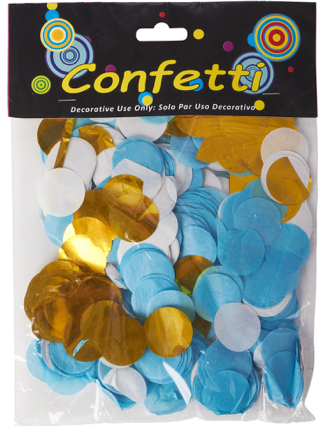 Confetti Mix Papel Picado Dorado, Blanco y Azul Claro (1oz)