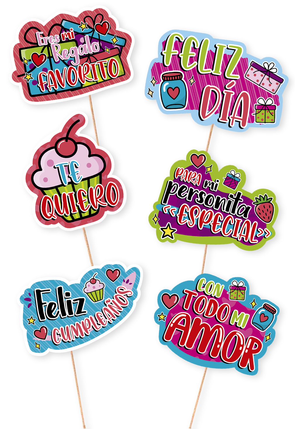 PIN SELFIE X 6 LINEA EXPRESION SOCIAL CUMPLE CUPCAKE BARNIZ BRILLANTE