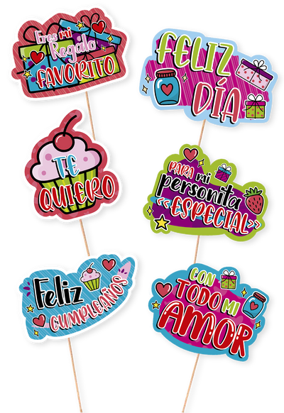 PIN SELFIE X 6 LINEA EXPRESION SOCIAL CUMPLE CUPCAKE BARNIZ BRILLANTE