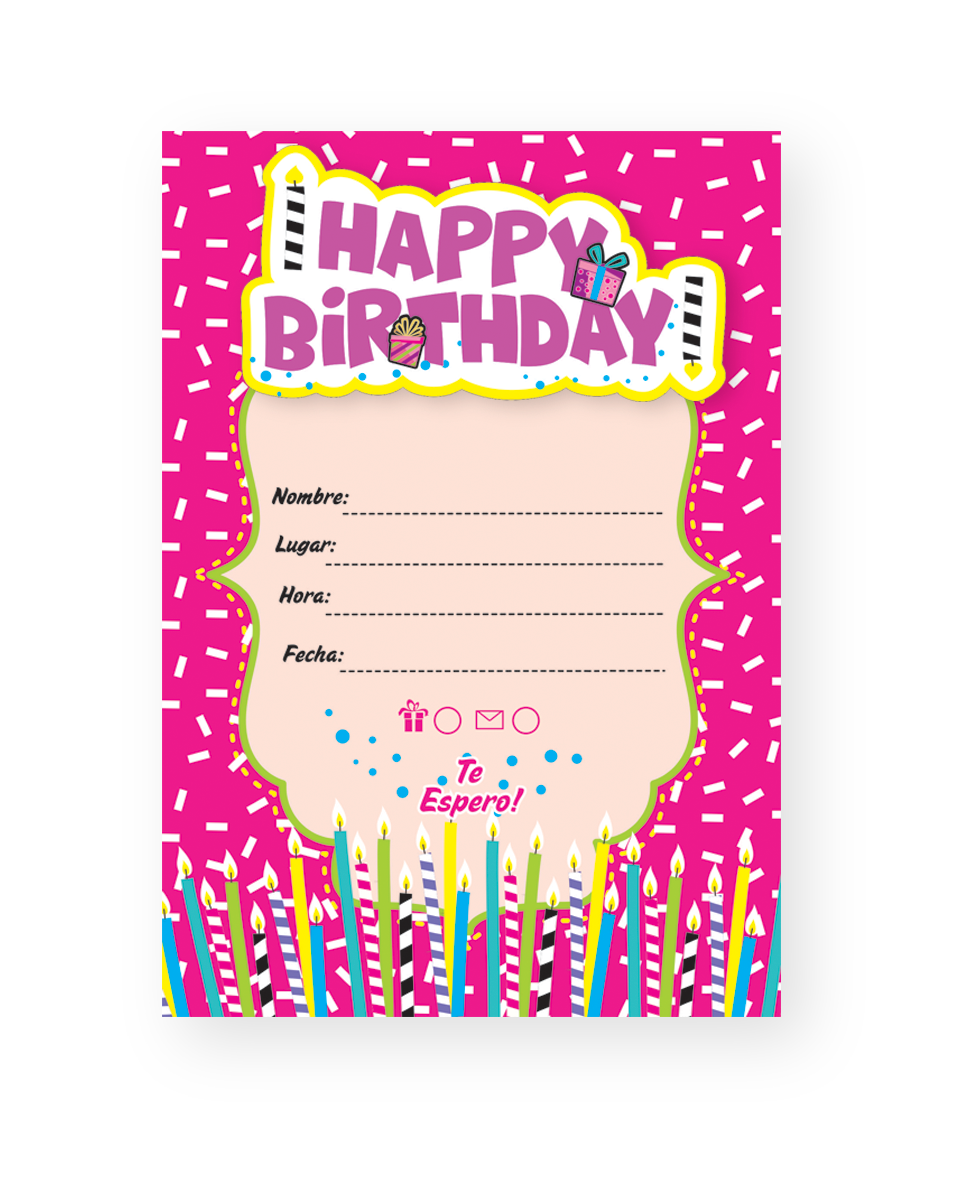 TARJETA X 12 UD HAPPY NEON