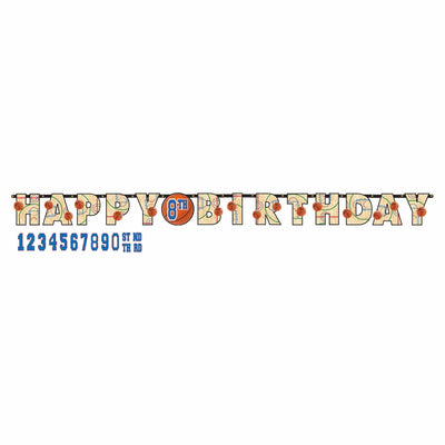 Spalding Basketball Banner/Cartel de Edad Personalizable Feliz Cumpleaños